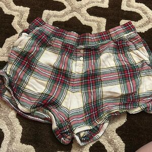Plaid pajama shorts